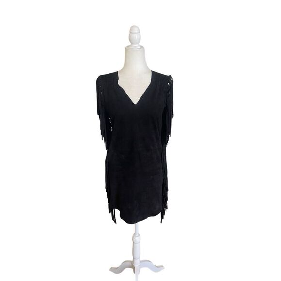 For Joseph Black Suede Fringe Dress – Size S - Picture 1 of 7